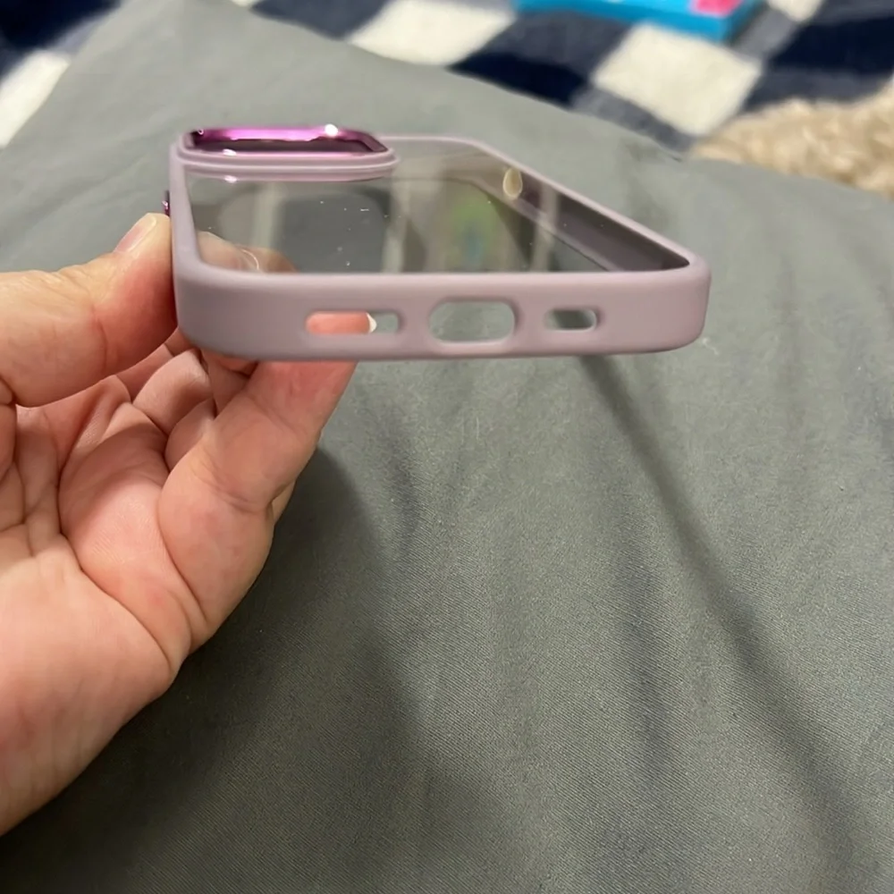 iPhone 14 Pro phone case clear with purple
